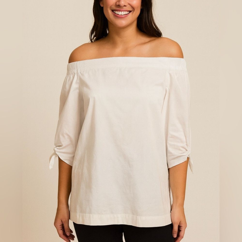 Free People White Off Shoulder Tunic Clean Girl Coastal Neutral Women Top Sz S